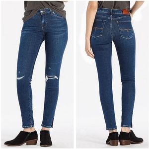 Lucky Brand Women's Lolita Side Slit Hem Skinny Jeans 2 / 26 Distressed Mid Rise